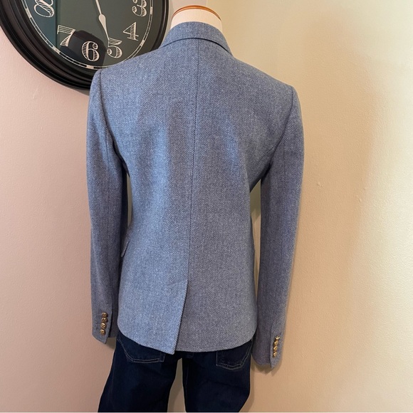 J. Crew Blue Wool Herringbone Schoolboy Blazer Like New 0 - Picture 10 of 11